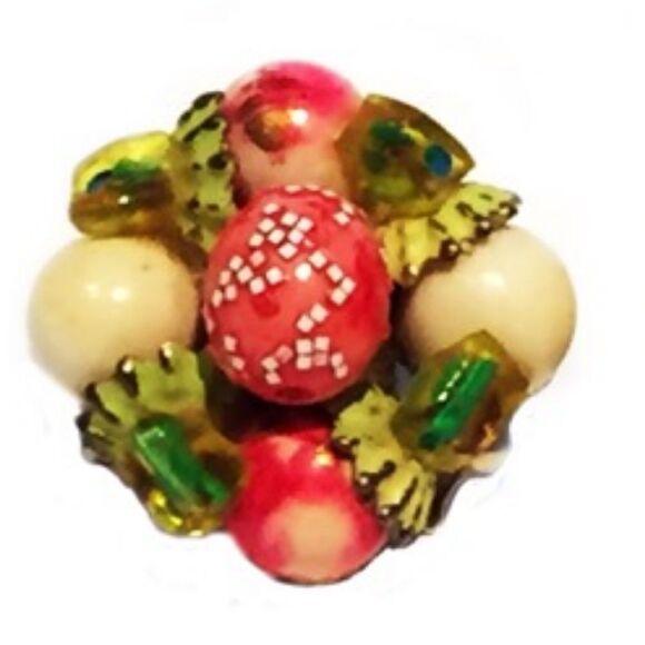 VTG CORO FRUIT SALAD CLIP BACK EARRINGS - Picture 1 of 6